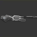Futuristic Sci-Fi Energy Weapon With Metallic Structure Blue Glowing Lines And Sleek Grip