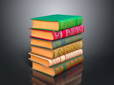 Stacked Books With Colorful Covers And Various Patterned Designs For Home 3d model