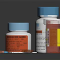 Assorted Food Supplement Bottles With Blue White Brown Pills And Labels
