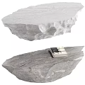 Natural Stone Coffee Table with Irregular Shape Natural Texture and Small Items on Top 3d model