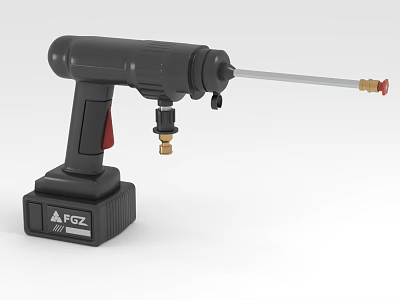 Industrial Equipment Cordless Handheld FGZ Brand Tool With Long Wand Red Nozzle And Black Design 3d model