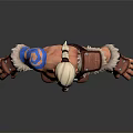 White Haired Warrior with Blue Facial Markings Fur Outfit Holding Dual Axes Standing