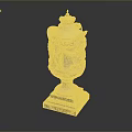 Ornate Carved Stone Vase With Detailed Relief Decorations And Sturdy Square Base