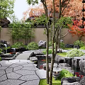 Japanese Karesansui Zen Garden With Raked Gravel Stone Pathway Rock Formations And Stone Lantern