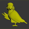 Character Pigeon 3D Model With Black Cap Red Strap White Chest Patch Gray Body Red Feet