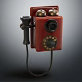 Vintage Red Telephone With Rotary Dial Bells And Handset Design