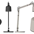 Black Adjustable Arm Desk Lamp With Stable Base And Mesh Shade 3d model