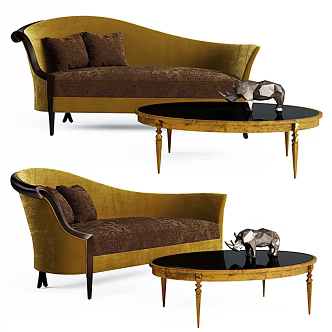 American sofa and coffee table combination 3d model