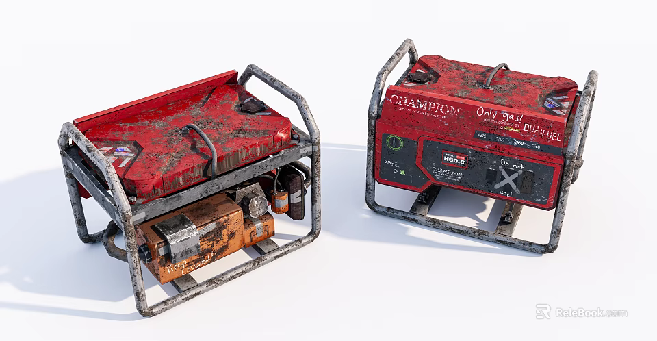 Champion Industrial Generators With Red Metal Frame And Opti Brite Features 3d model 
