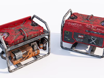 Champion Industrial Generators With Red Metal Frame And Opti Brite Features 3d model
