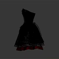 Elegant Black And Red Dress With Lace Trim And Fitted Waist Design