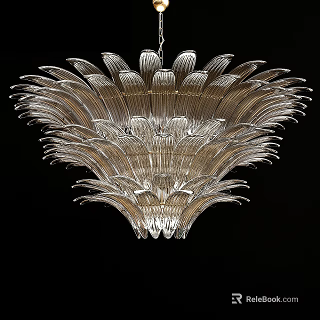 Elegant Crystal Chandelier With Layered Petal Design And Transparent Glass for Modern Interior Decor 3d model 