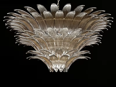 Elegant Crystal Chandelier With Layered Petal Design And Transparent Glass for Modern Interior Decor 3d model
