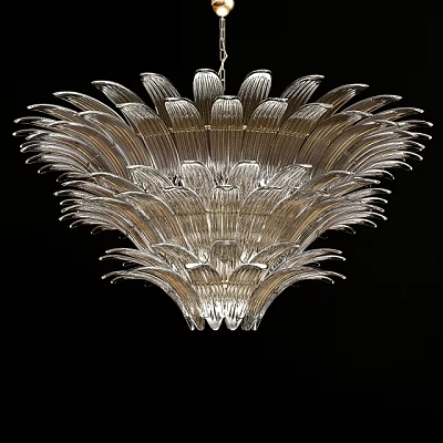 Elegant Crystal Chandelier With Layered Petal Design And Transparent Glass for Modern Interior Decor 3d model