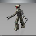 Mechanical Robot Character With Metallic Body Red Eyes Mechanical Arms And Reflective Surface