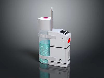 HS Instrument With White Body Transparent Container Blue Grid Display Screen And Probe 3d model
