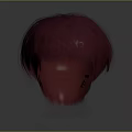 Game Movie Character Featuring Red Fringed Hair And Spherical Head Design