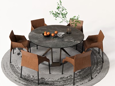 Modern Dining Table and Chair Combination Dining Table and Chair Dining Table Dining Chair Leisure Chair Round Table model