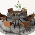 Modern Dining Table and Chair Combination Dining Table and Chair Dining Table Dining Chair Leisure Chair Round Table 3d model