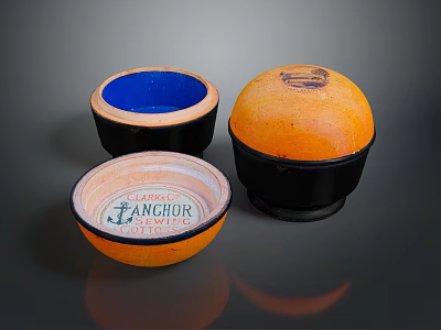 Colorful Ceramic Household Bowls With Orange Black Blue Tones And Liberal Anchor Tweed Pattern Design 3d model