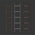 Three Different Colored Ladders With Brown Silver Red Frames And Yellow Non Slip Pads