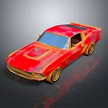 Red Vintage Car Model With Weathered Paint Black Roof And Golden Shiny Wheels