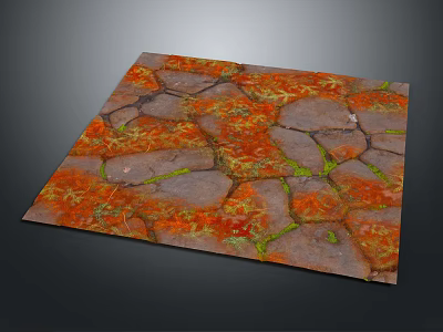 Rustic Natural Floor Tile With Orange Gray Green Streaks Cracked Surface And Natural Texture 3d model