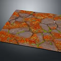 Rustic Natural Floor Tile With Orange Gray Green Streaks Cracked Surface And Natural Texture