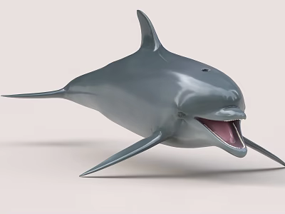 3D Rendered Gray Aquatic Animal Dolphin With Open Mouth And Streamlined Body 3d model