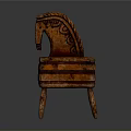 Wooden Horse Shaped Stool With Carved Patterns As Household Decorative Item