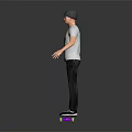 Man Wearing Gray Monsters T Shirt and Black Cap Standing on Skateboard