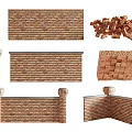 Traditional Brick Architectural Components With Wall Panels Pillars Stacks And Decorative Corners 3d model