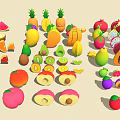 Variety of Colorful Fruits Including Whole and Sliced Options Like Watermelon Banana Apple and More