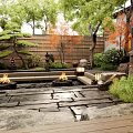 Japanese Courtyard Garden With Stone Lanterns Fire Pits Water Features And Autumn Trees
