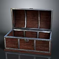 Durable Open Wooden Storage Chest With Metal Borders For Home Use