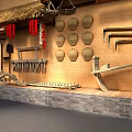 Rustic Rural Workshop Interior With Stone Walls Thatched Decor Hanging Corn And Wooden Furniture