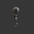 Silver Mechanical Robot With Round Eyes Standing On Circular Patterned Floor 3d model