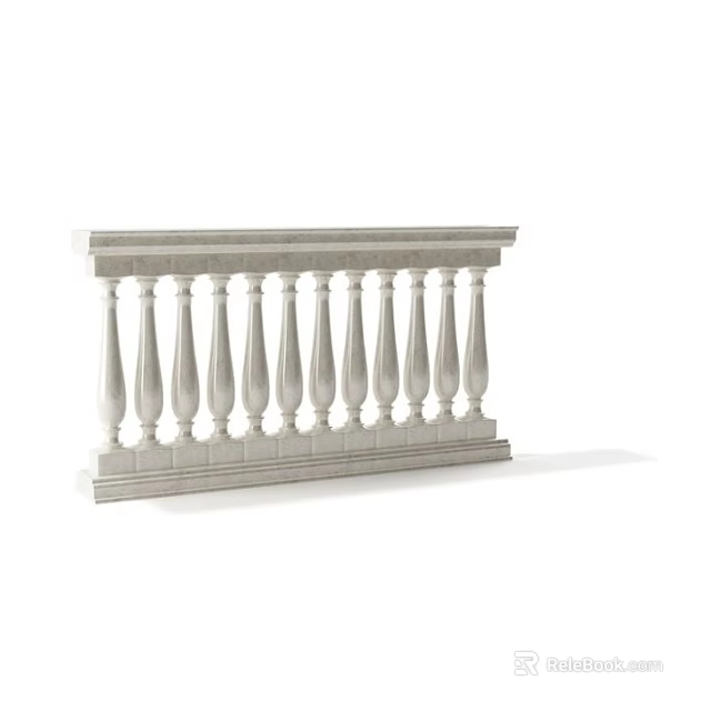 Classic Stone Balustrade With Decorative Balusters And Architectural Railing Design 3d model 
