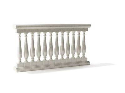Classic Stone Balustrade With Decorative Balusters And Architectural Railing Design 3d model