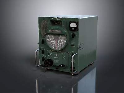 Vintage Green Electronic Device With Dial Knobs And Metal Handles 3d model