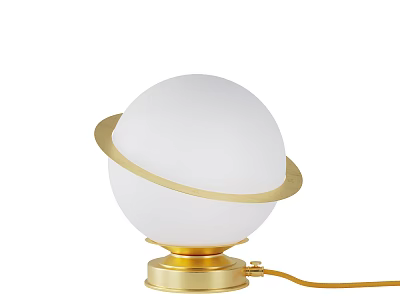 Modern Floor Lamp With White Spherical Shade And Golden Ring Decoration 3d model