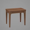 Modern Wooden Stool With Rectangular Seat And Slim Supportive Legs 3d model