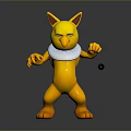 Yellow Mythical Creature With Pointed Ears White Mane Holding Small Object In 3D Cartoon Style