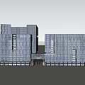 Modern High Rise Office Building With Glass Curtain Wall And Blue Sky