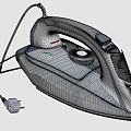 Modern White And Gray Electric Iron With Control Dial Power Cord As Essential Household Appliance