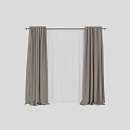 Modern Double Layer Beige Curtains With White Sheer Panels For Home Interior 3d model