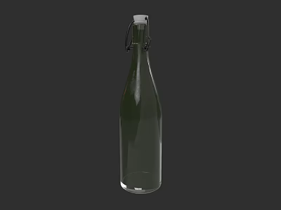 Green Glass Bottle With Metal Clasp Lid For Home Daily Use 3d model
