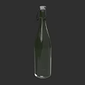 Green Glass Bottle With Metal Clasp Lid For Home Daily Use