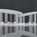 Modern White Curved Pergola with Slim Columns and Elegant Architectural Design
