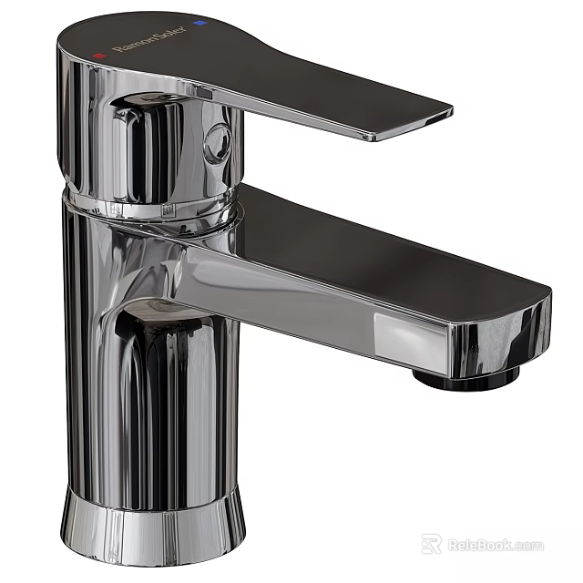 Shiny Metallic Modern Faucet With Square Handle For Home Bathroom Use 3d model 
